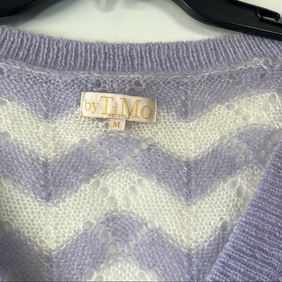 ByTimo wool mohair knit chevron purple striped button down cardigan - Picture 3 of 5